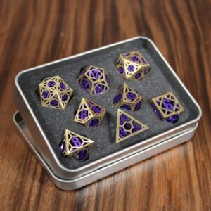 Ametyst golden framed playing dices set